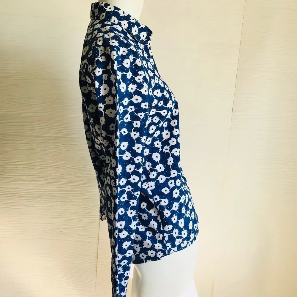 KATE SPADE SATURDAY BLUE WHITE BUTTON DOWN SHIRT SIZE XS